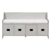 TREXM Movable Cushion Storage Bench with Drawers and Backrest for Entryway and Living Room (Gray Wash)