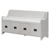 TREXM Movable Cushion Storage Bench with Drawers and Backrest for Entryway and Living Room (Gray Wash)