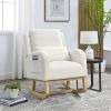 [Video] Welike 27.5 "W Modern Accent High Back Living Room Casual Armchair Rocker with One Lumbar Pillow, Two Side Pockets,Teddy White (Ivory)