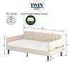 Elena Twin Size Beige Velvet Upholstered Daybed, Ribbed Tufted Backrest, Daybed in Lavish Modern Design, Richly Hued Foam Comfort
