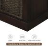 TREXM Rustic Storage Bench with 3 Removable Classic Rattan Basket , Entryway Bench with Removable Cushion (Espresso)